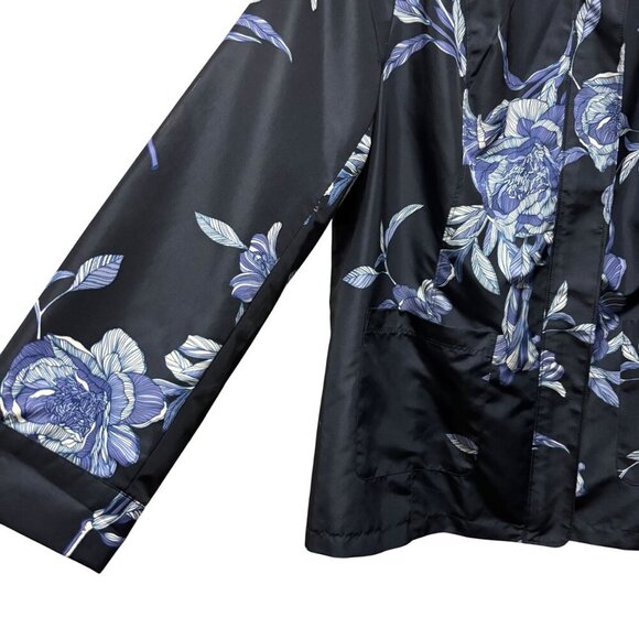 Chicos Womens Hihg Seas Floeal Navy Full Zip Rain Jacket Size 1 - Picture 6 of 9